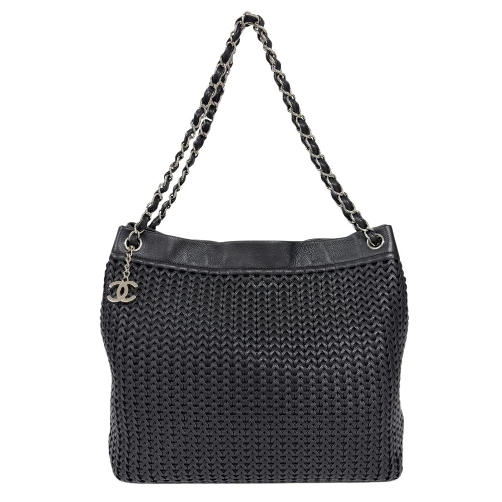 CHANEL Black Caviar Leather Tote Bag